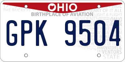 OH license plate GPK9504