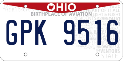 OH license plate GPK9516