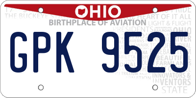 OH license plate GPK9525