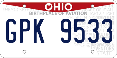 OH license plate GPK9533
