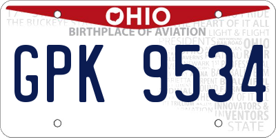 OH license plate GPK9534