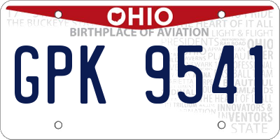 OH license plate GPK9541
