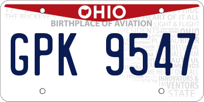 OH license plate GPK9547