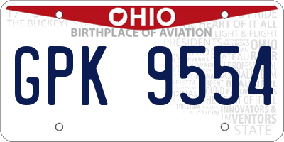 OH license plate GPK9554