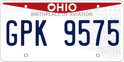 OH license plate GPK9575