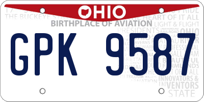 OH license plate GPK9587