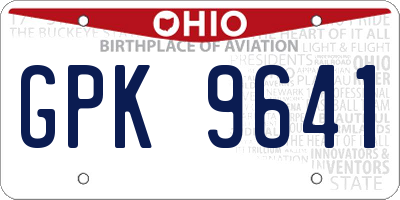 OH license plate GPK9641