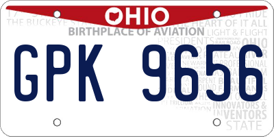 OH license plate GPK9656