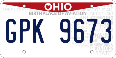 OH license plate GPK9673