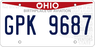OH license plate GPK9687