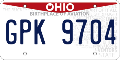 OH license plate GPK9704