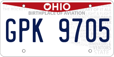 OH license plate GPK9705