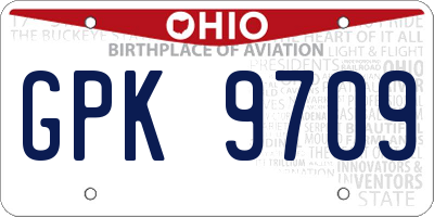 OH license plate GPK9709