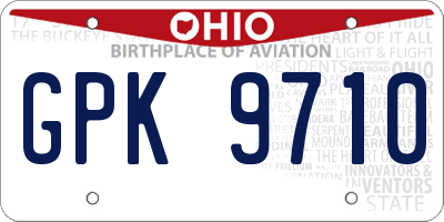 OH license plate GPK9710