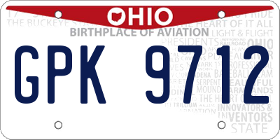 OH license plate GPK9712
