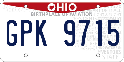 OH license plate GPK9715