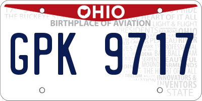 OH license plate GPK9717