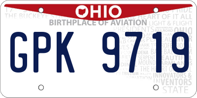 OH license plate GPK9719