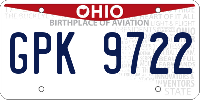 OH license plate GPK9722