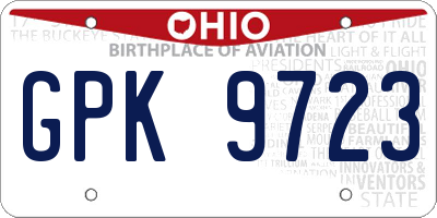 OH license plate GPK9723
