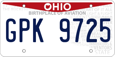 OH license plate GPK9725
