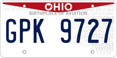 OH license plate GPK9727