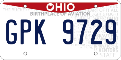 OH license plate GPK9729