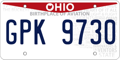 OH license plate GPK9730