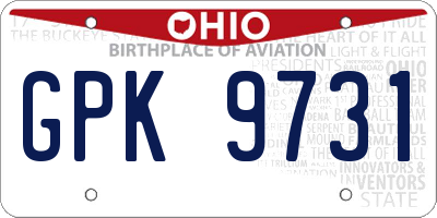 OH license plate GPK9731