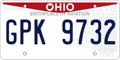 OH license plate GPK9732