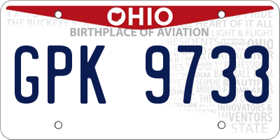OH license plate GPK9733