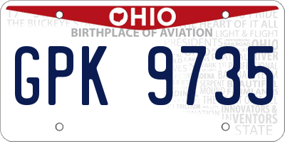 OH license plate GPK9735