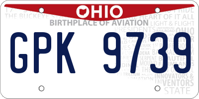 OH license plate GPK9739