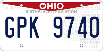 OH license plate GPK9740