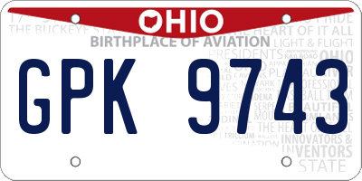 OH license plate GPK9743