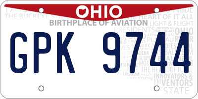 OH license plate GPK9744