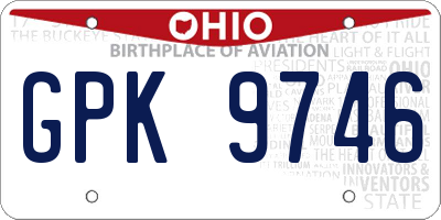 OH license plate GPK9746
