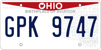 OH license plate GPK9747