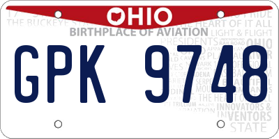 OH license plate GPK9748