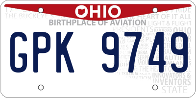 OH license plate GPK9749