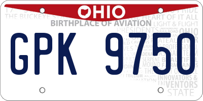 OH license plate GPK9750