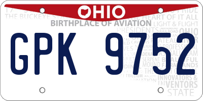 OH license plate GPK9752