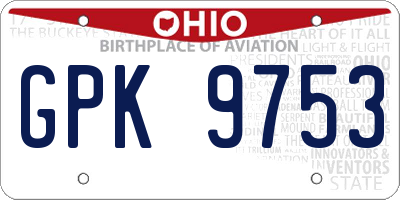 OH license plate GPK9753