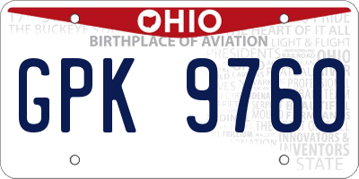 OH license plate GPK9760