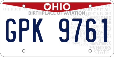 OH license plate GPK9761