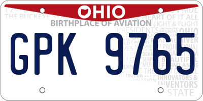 OH license plate GPK9765