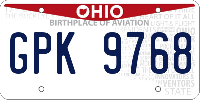 OH license plate GPK9768