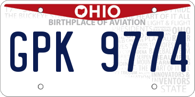 OH license plate GPK9774