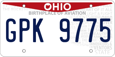 OH license plate GPK9775