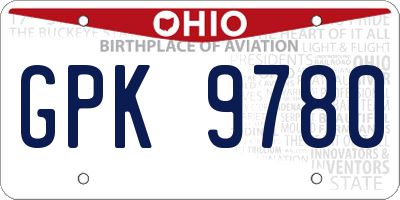 OH license plate GPK9780
